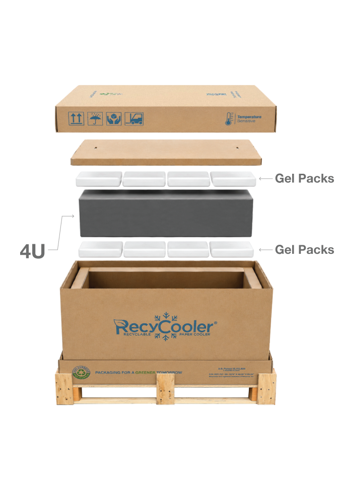 RecyCooler® Server Shipper exploded packout with 4U server payload